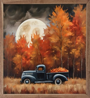 Black Truck With Fall Moon